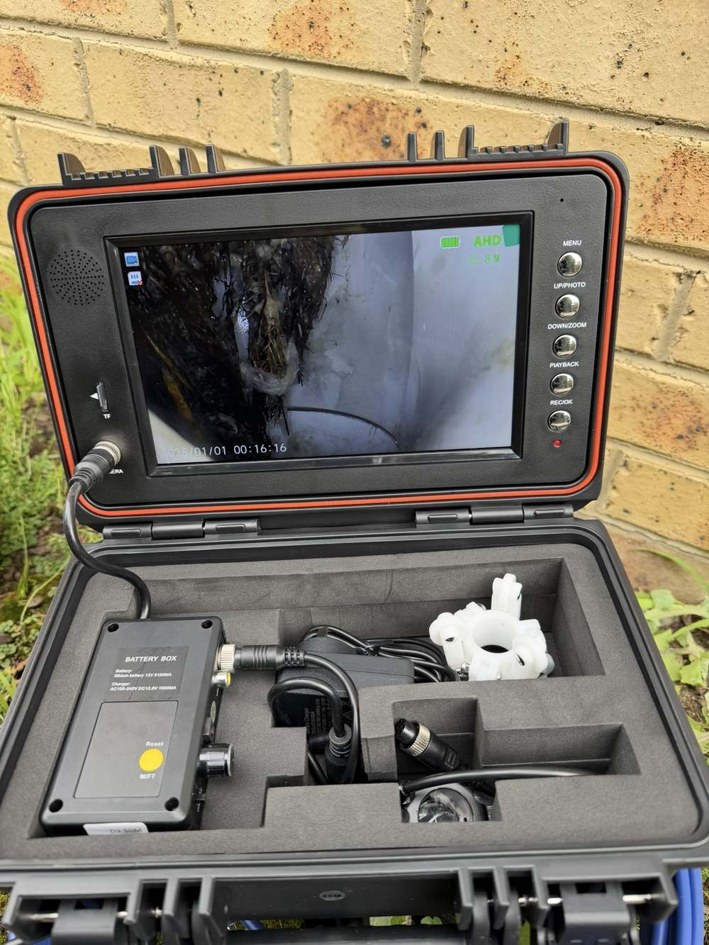CCTV drain camera footage showing significant tree root intrusion inside a Berwick sewer line