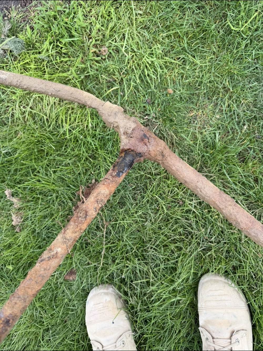Close-up of the corroded galvanised water line junction found in Wantirna